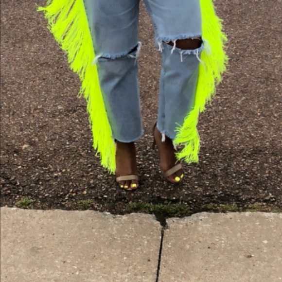 neon fringe jeans